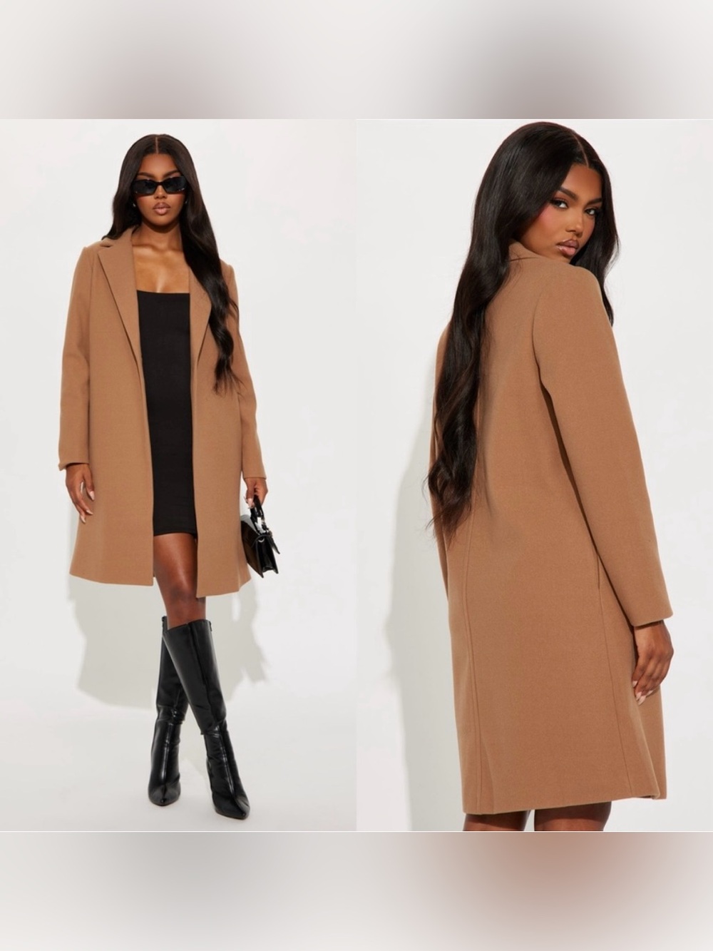 Fashion Nova Natalie Wool Coat In Camel Womens Medium New